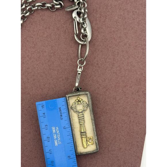 Jewel Kade Happiness Key Necklace 30” Silver Tone Chain w/ Pewter Framed Pendant - Picture 11 of 12